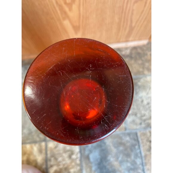 Vtg Orange & Clear Murano Glass Large Vase 1966 Round Heavy Venetian Glass - Picture 8 of 8